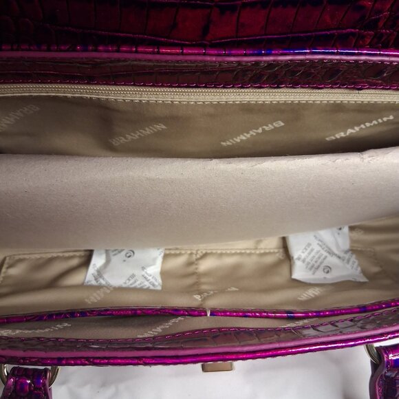 Brahmin Melbourne Collection Dayan Voltage Violet East-West Satchel Bag - Picture 9 of 11